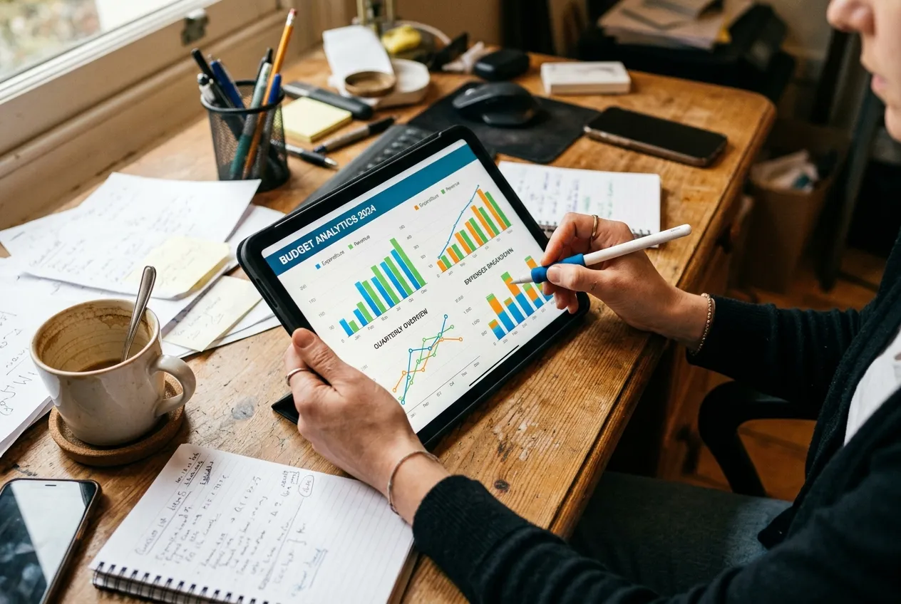 Audit Google Ads: Kde váš účet právě teď krvácí peníze (A jak to do 15 minut zastavit) 3 Graf analýzy rozpočtu a ukázka nastavení Google Analytics 4 v účtu