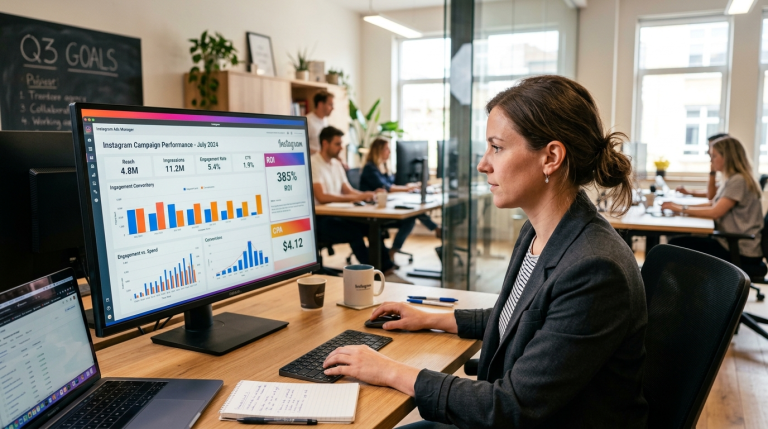 Detailní náhled na audit Instagram kampaní v Meta Business Manageru